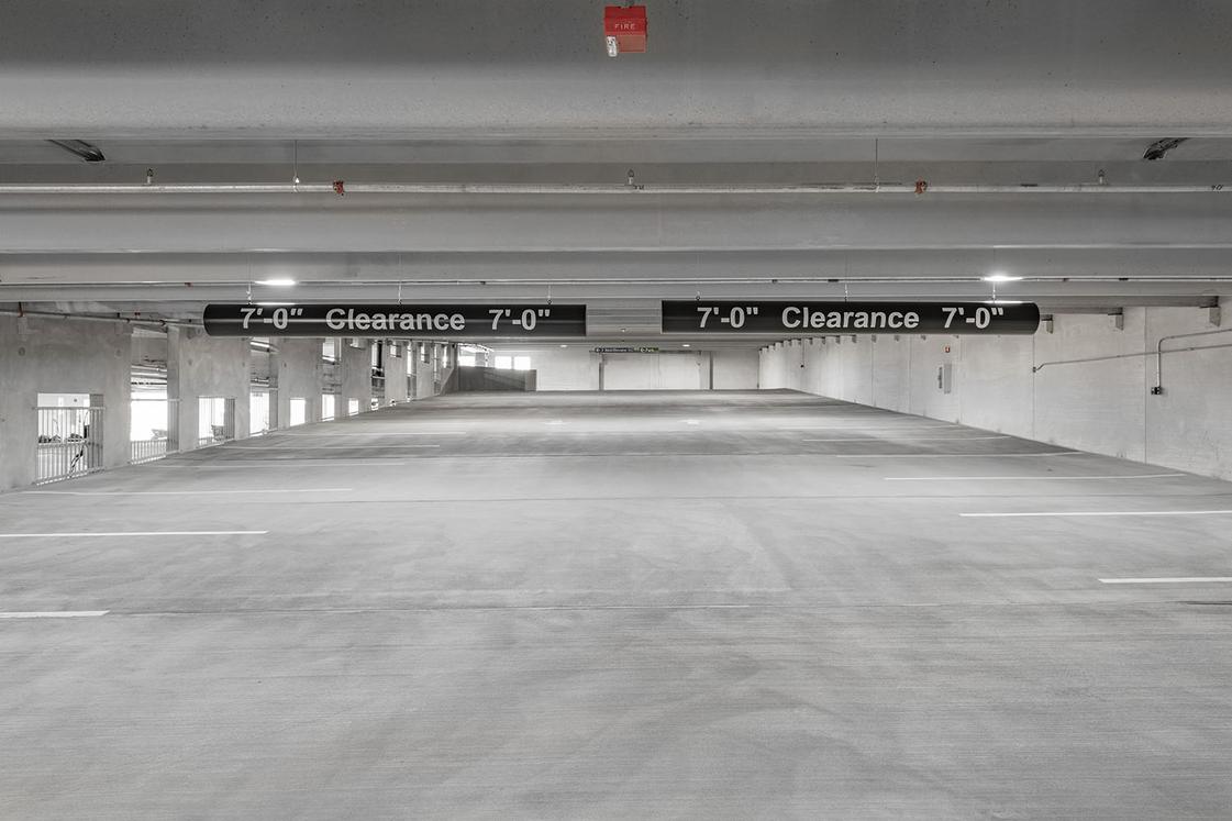 Interior shot of the Glen Ellyn Civic Center parking structure.