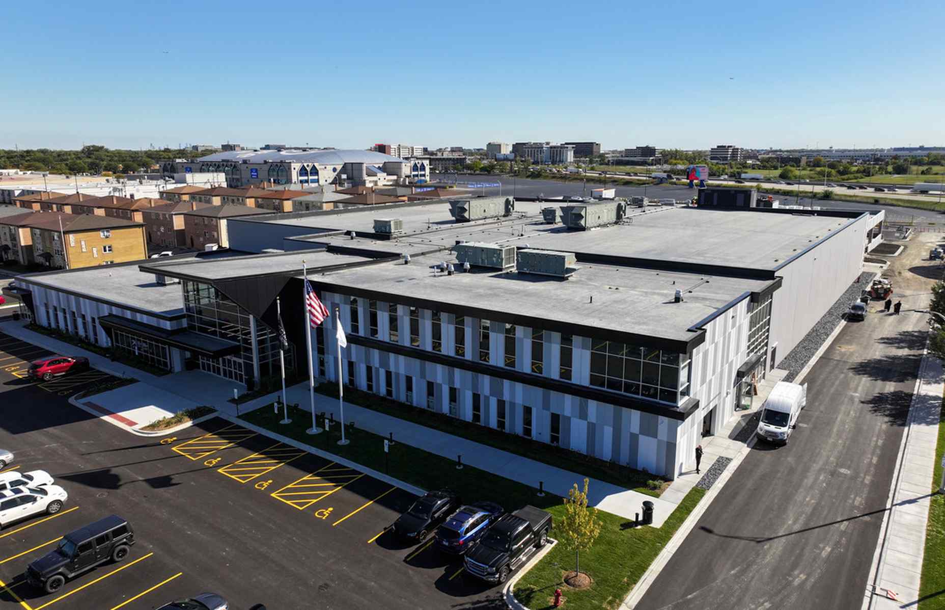 aerial exterior view of rosemont ice arena