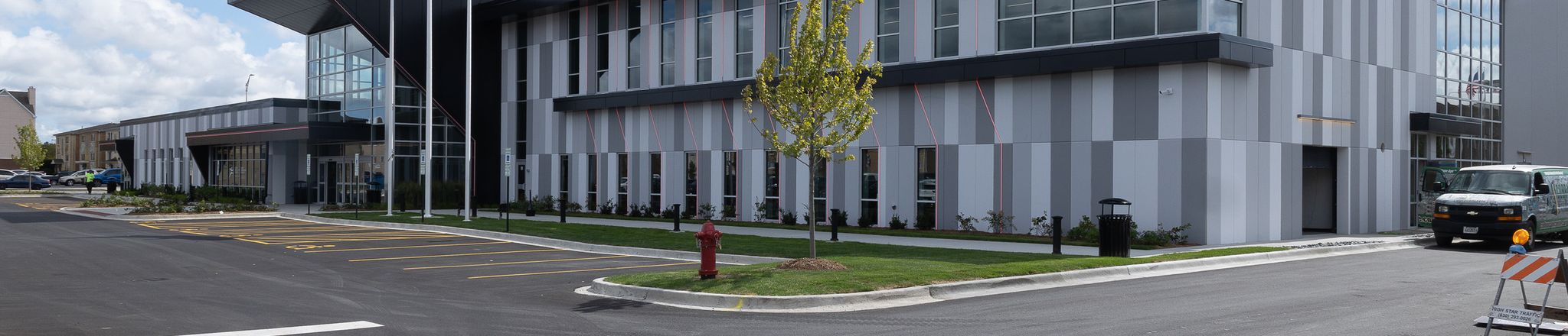Corner angle exterior wall panels rosemont ice arena