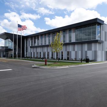 Corner angle exterior wall panels rosemont ice arena