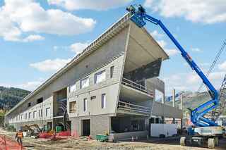 side view of construction transit headquarters in frisco