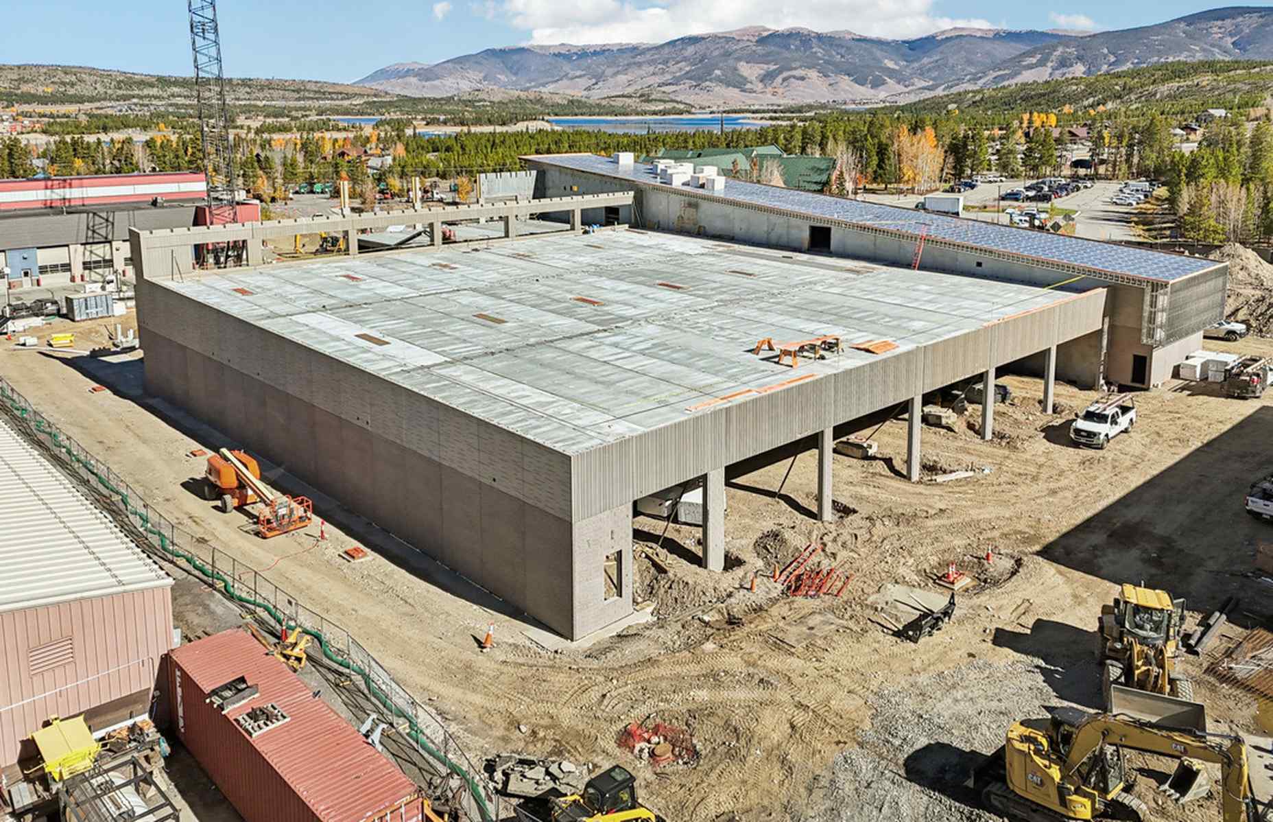 aerial view of back side transit operations construction