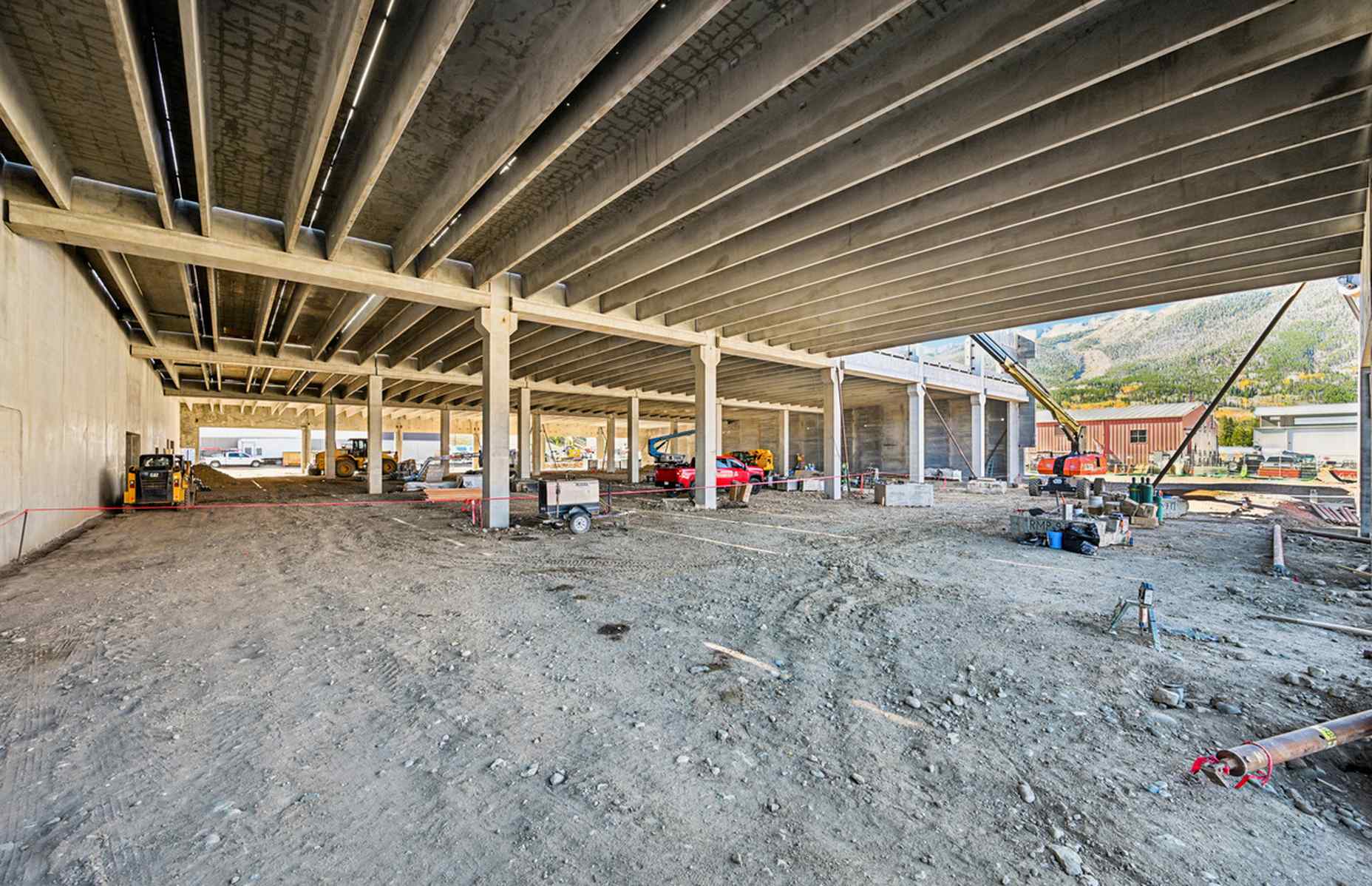 interior view of double tee beams during construction
