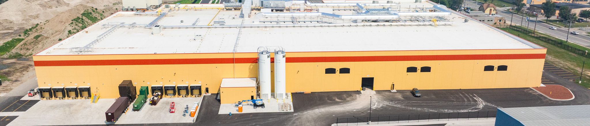 aerial side view of Palermo's Pizza Food Processing in Milwaukee