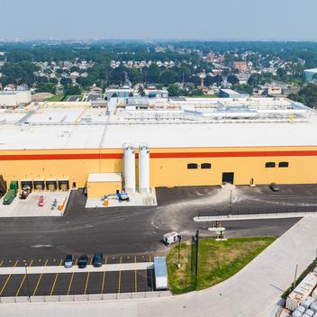 aerial side view of Palermo's Pizza Food Processing in Milwaukee