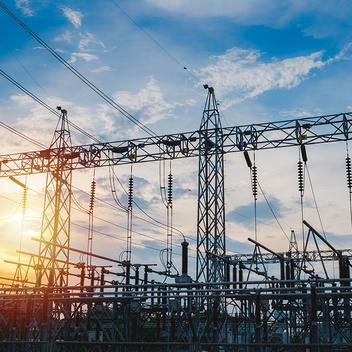 image of a substation and power lines