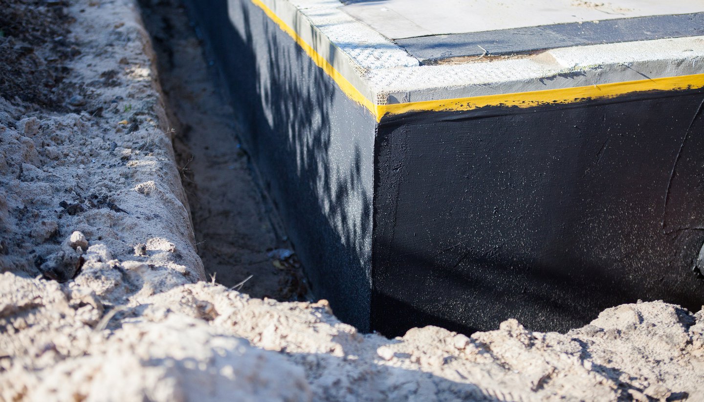 waterproofing on a building foundation