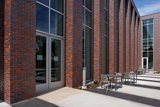 close view of building with patio