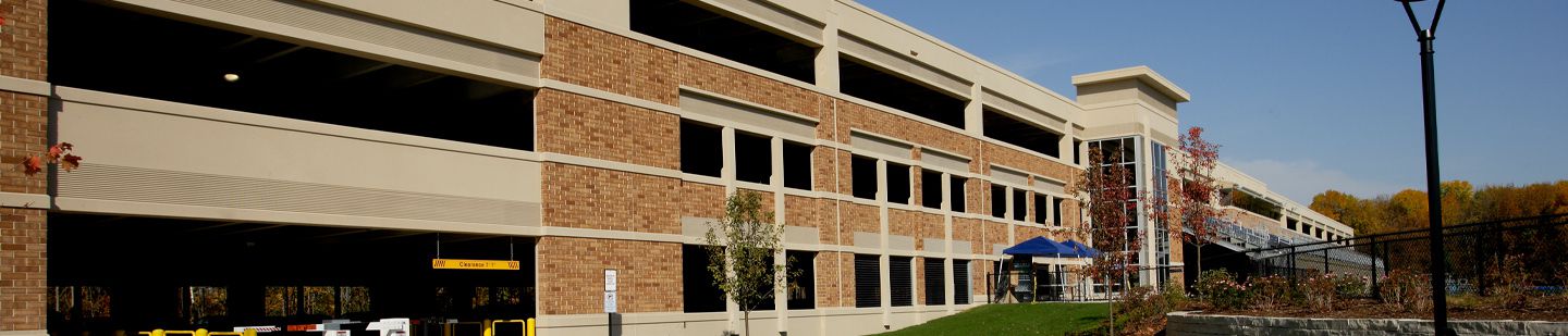 Wide picture of Concordia University Parking Ramp taken from the vehicle entrance