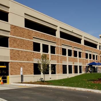 Wide picture of Concordia University Parking Ramp taken from the vehicle entrance