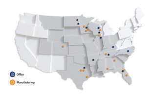 map of Wells sealant market reach across the U.S.