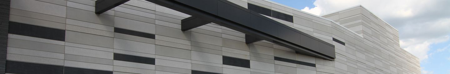 Detail of grey concrete building exterior