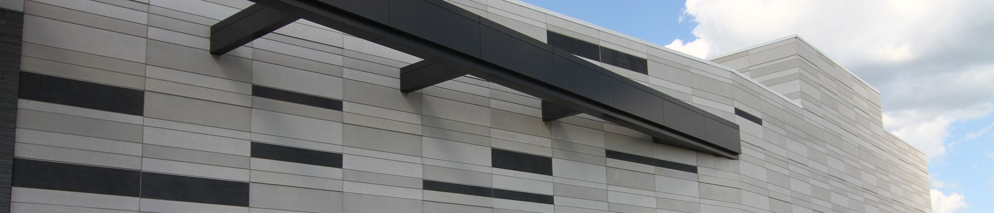 Detail of grey concrete building exterior
