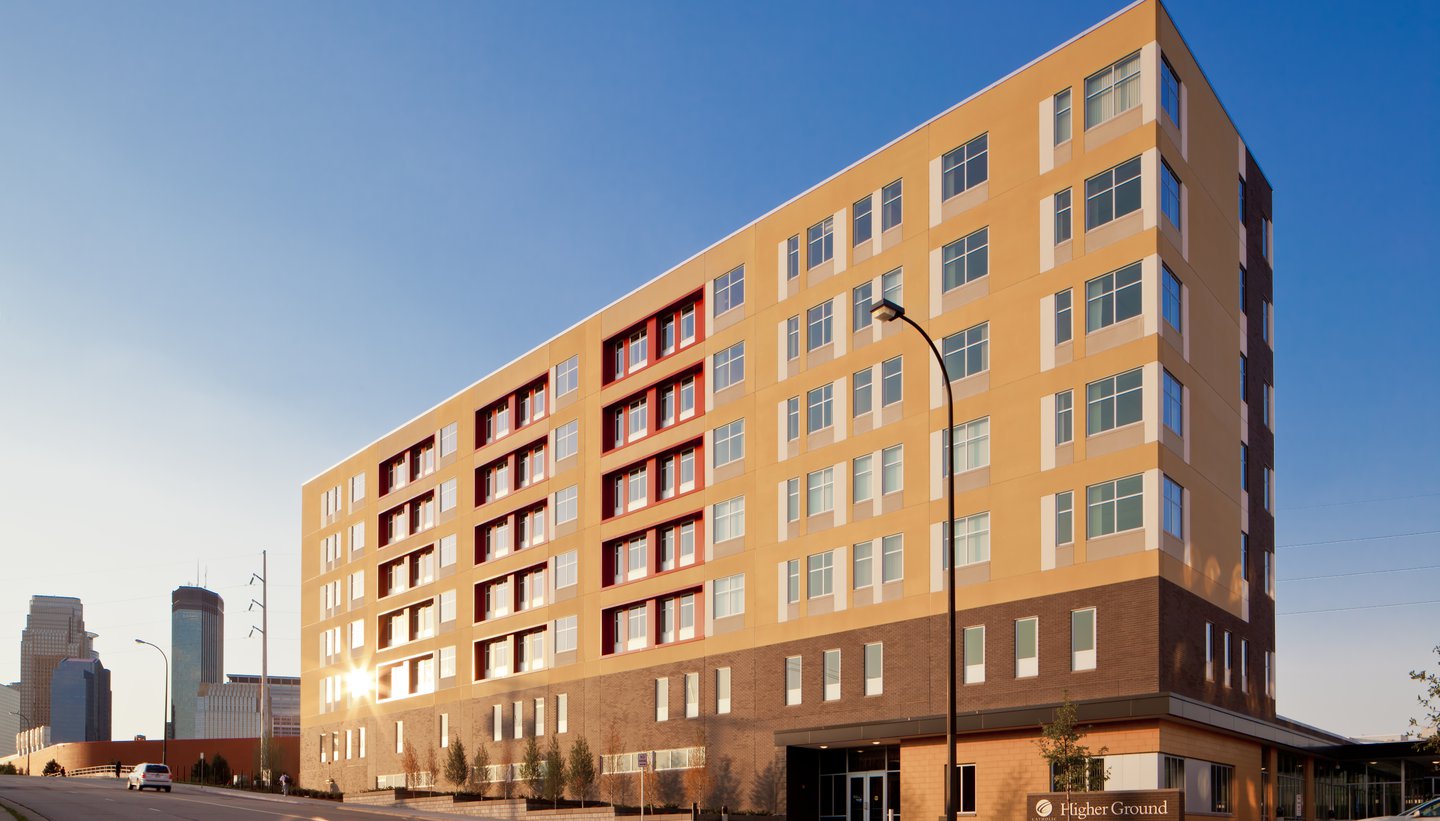 Photo of building with a prefabricated building envelope