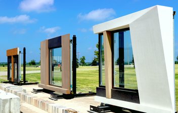 3 building envelope panels with preinstalled windows