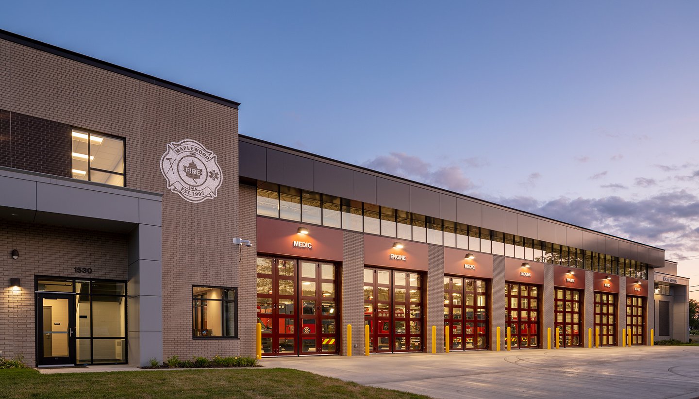 maplewood fire station in evening