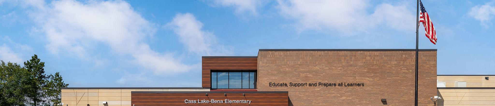 Entrance exterior of Cass Lake Bena Elementary School