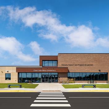 Entrance exterior of Cass Lake Bena Elementary School