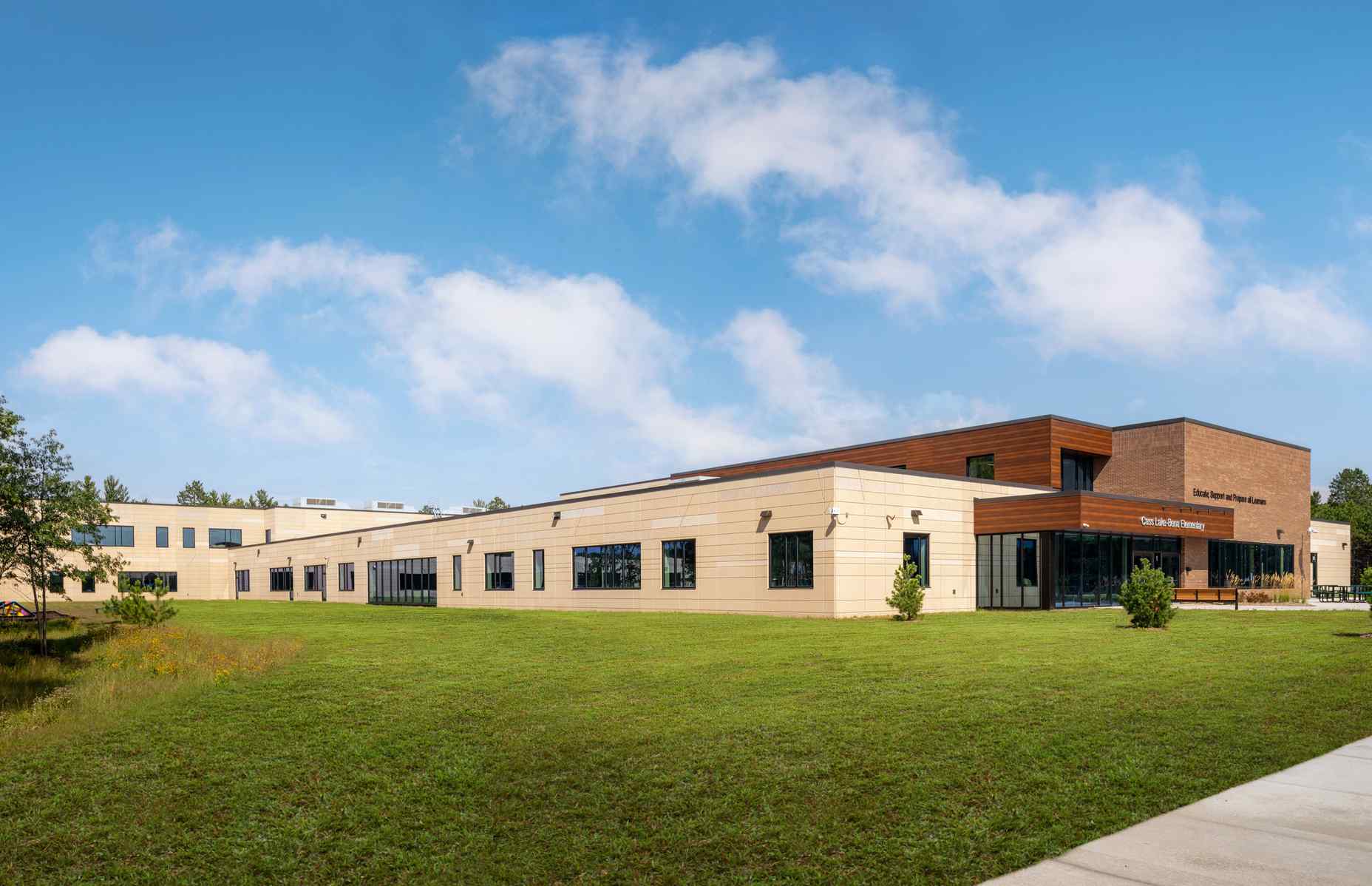 wide side view of cass lake bena elementary school with panel reveals