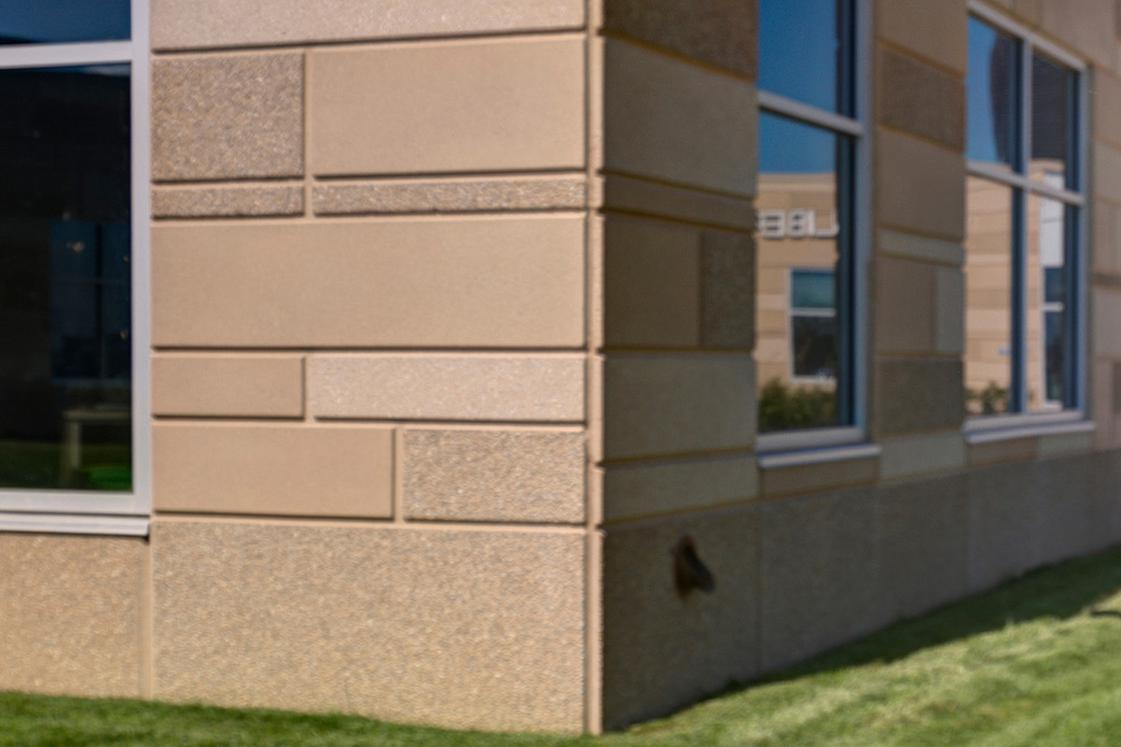 exterior of building with insulated precast wall panels