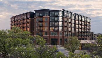 maple street lofts exterior which uses a precast podium