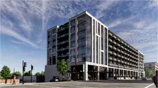 rendering of Nova multi-family building that utilizes a podium