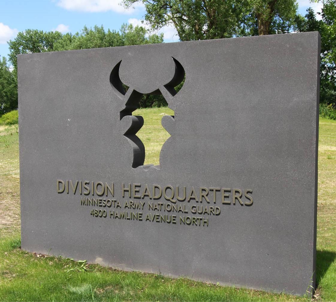 Division headquarters sign of Arden Hills Readiness Center