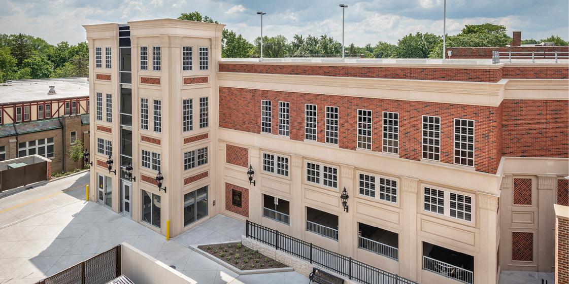 exterior of glen ellyn parking structure