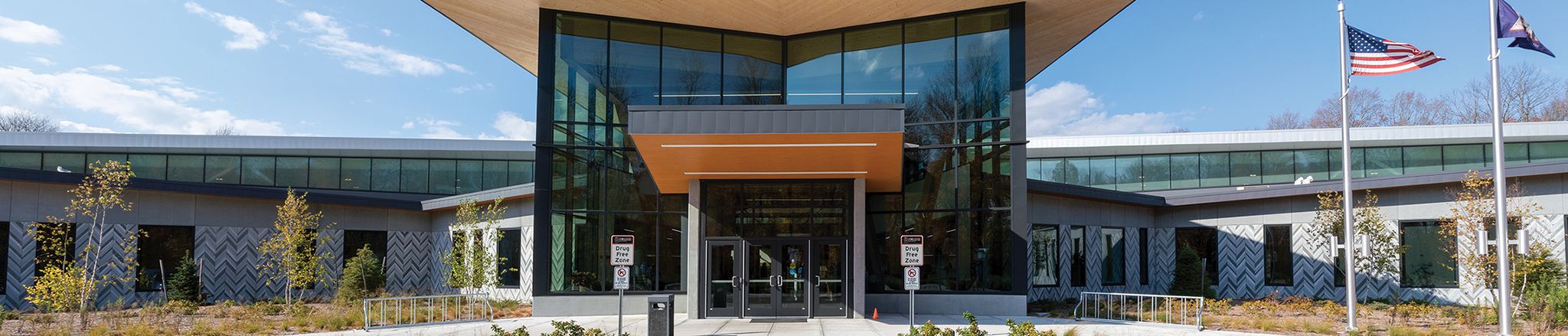 wide shot of front entrance of Forest County Potawatomi Community Center