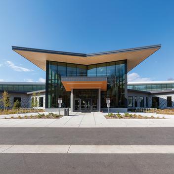 wide shot of front entrance of Forest County Potawatomi Community Center
