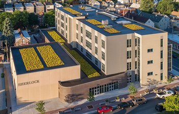 aerial view of sherlock elementary storm shelter and gymnasium