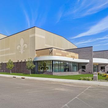 st croix falls high school corner view with school logo