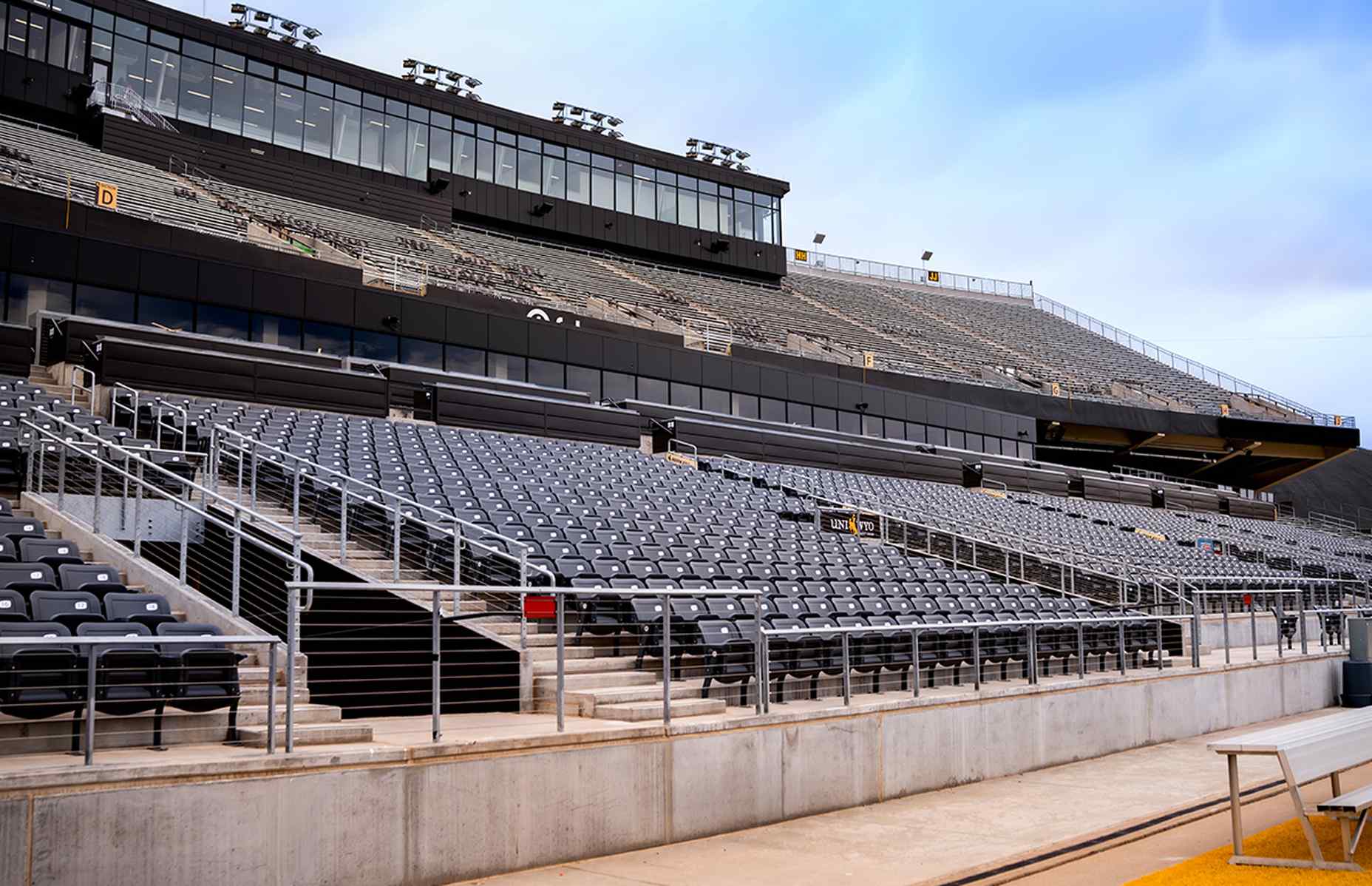 field view close up of stands