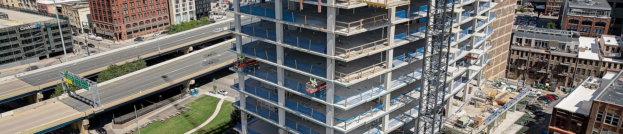 aerial view of 333 north water street under construction