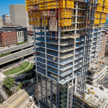 aerial view of 333 north water street under construction
