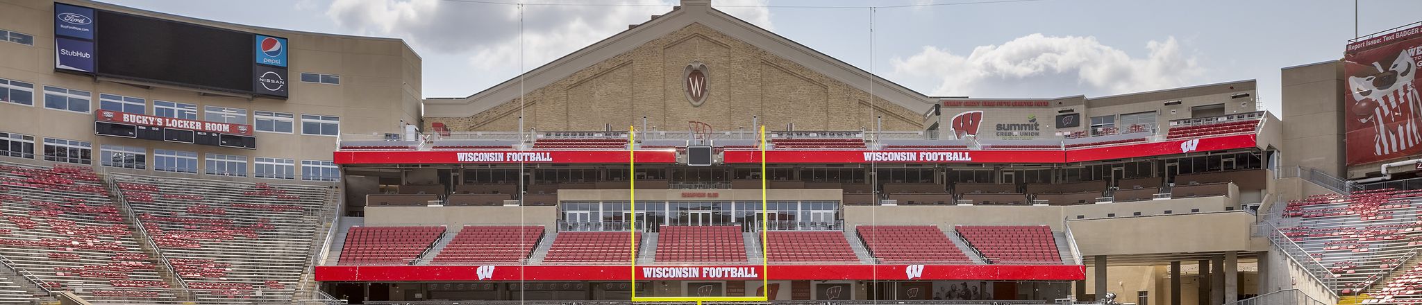 shot of camp randall's south end zone seating