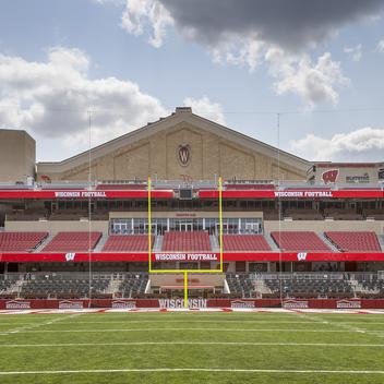shot of camp randall's south end zone seating