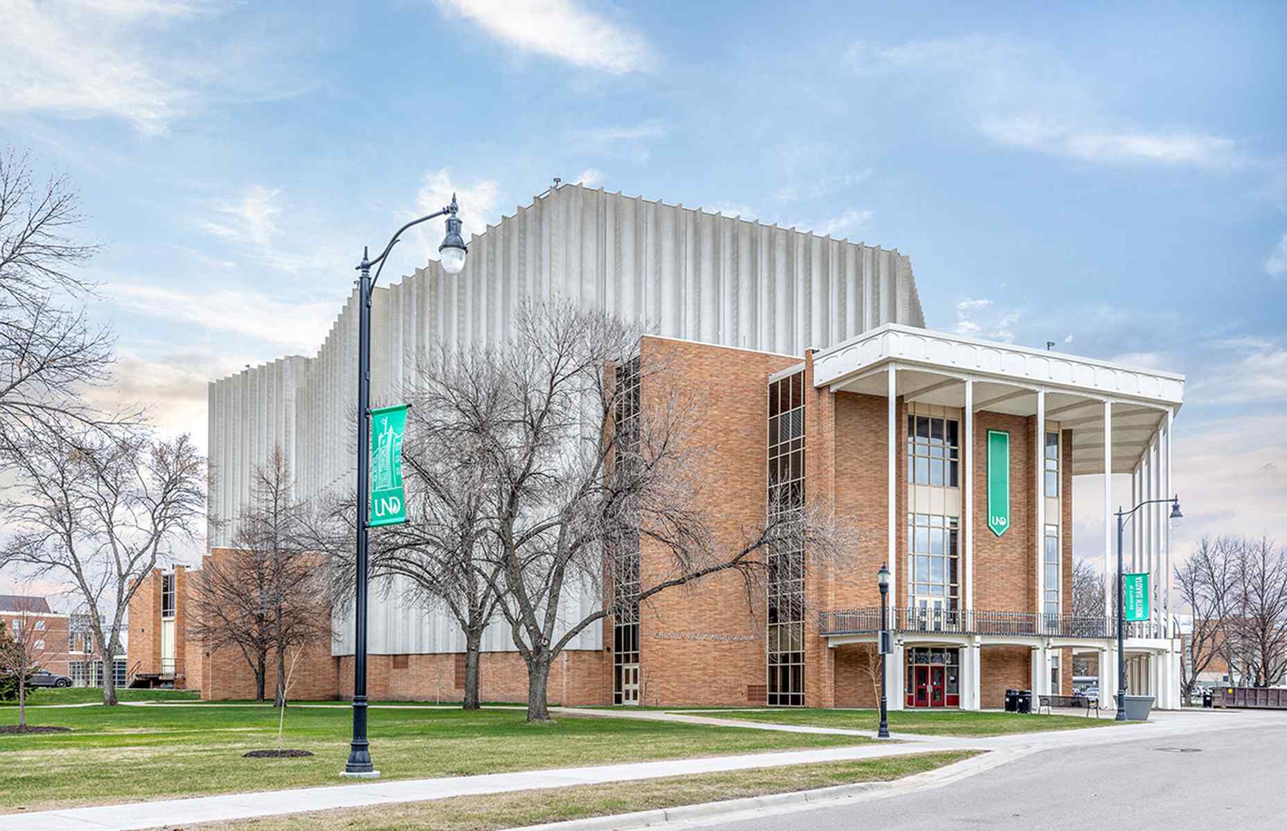 exterior of chester fritz auditorium