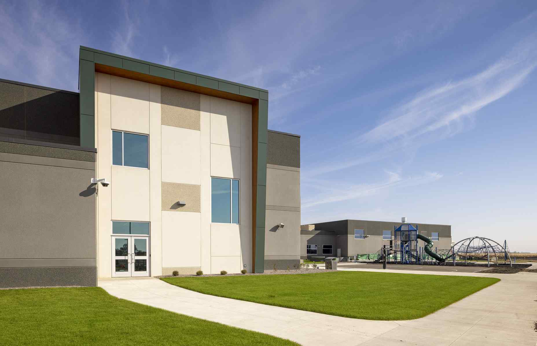 exterior of school with playground