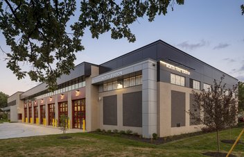 exterior of total precast storm shelter on maplewood fire station