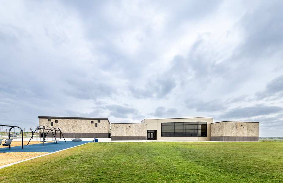 exterior walls of silver ranch elementary with playground