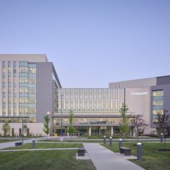 full length side view of precast on UW health medical center