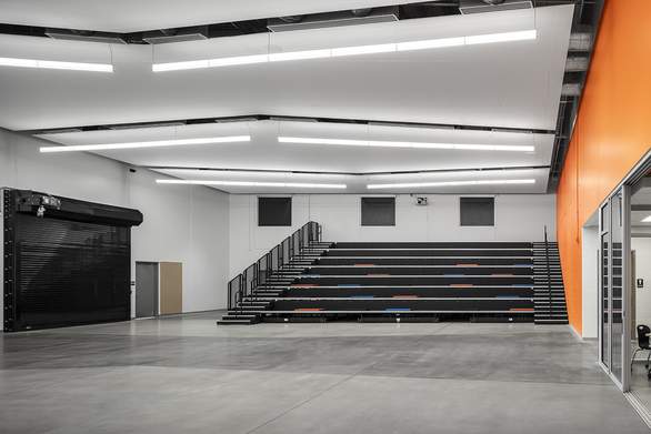 valley southwoods high school storm shelter interior with garage doors closed
