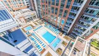 Looking down on a pool from above