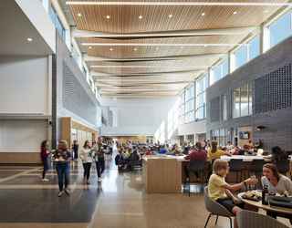 interior of sartell high school with kids
